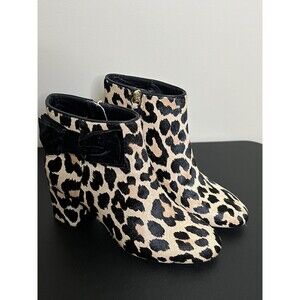 NEW KATE SPADE Holly Calf Hair Leopard Print Heeled Boots Booties Size 5 NWOB